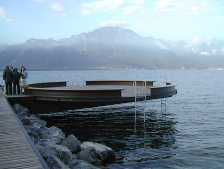 Ponton suspendu  Kälin & Rombolotto - ingénieurs civils